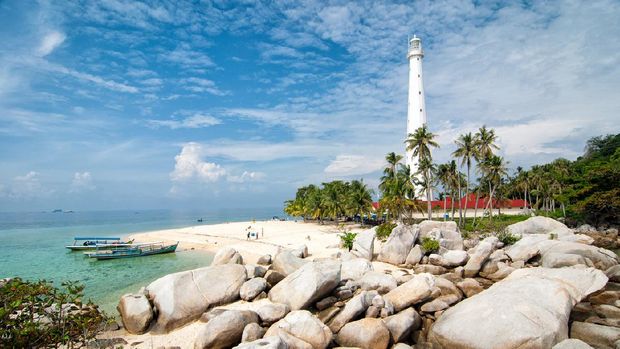 Lighthouse in Lengkuas island, Belitung, Indonesia.