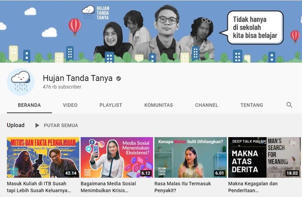 Beranda Channel Youtube Hujan Tanda Tanya