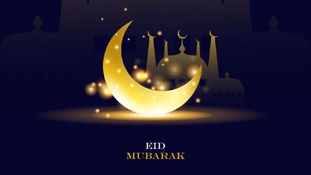 eid mubarak,Beautiful moon and lanterns design for ramadan kareem stock illustration