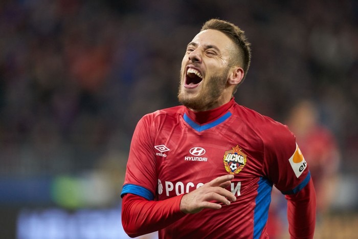 MOSCOW, RUSSIA - SEPTEMBER 22: Nikola Vlasic of PFC CSKA Moscow celebrates his goal during the Russian Football League match between PFC CSKA Moscow and  FC Krasnodar at Arena CSKA stadium on August 25, 2019 in Moscow, Russia. (Photo by Epsilon/Getty Images)