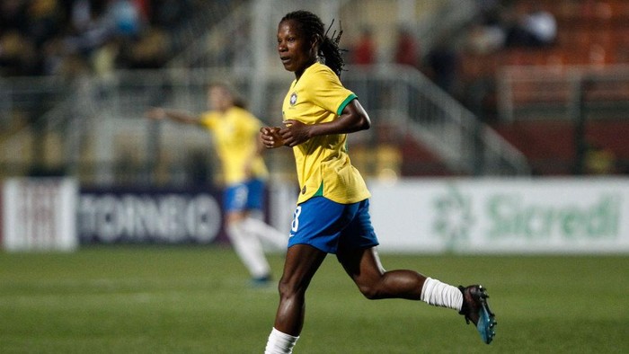 SAO PAULO, BRAZIL - AUGUST 29: Formiga of Brazil runs during a match between Argentina and Brazil part of Uber International Cup 2019 at Pacaembu Stadium on August 29, 2019 in Sao Paulo, Brazil. (Photo by Miguel Schincariol/Getty Images)