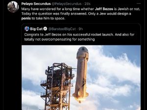 Roket Jeff Bezos Ditertawakan Mirip Kemaluan