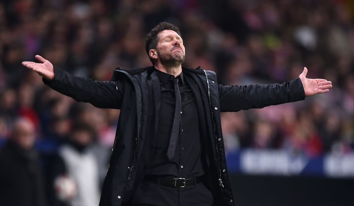 Diego Simeone MADRID, SPAIN - JANUARY 16: Diego Simeone, Manager of Club Atletico de Madrid looks dejected during the Copa del Rey Round of 16 match between Atletico Madrid and Girona at Wanda Metropolitano on January 16, 2019 in Madrid, Spain. (Photo by Denis Doyle/Getty Images)