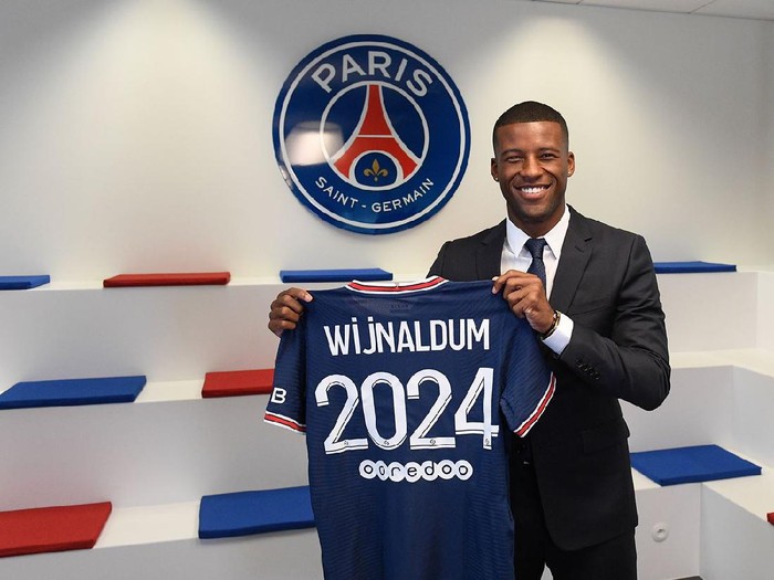 Georginio Wijnaldum resmi diperkenalkan sebagai pemain baru Paris Saint-Germain di Paris, Prancis, Kamis 22 Juli 2021.