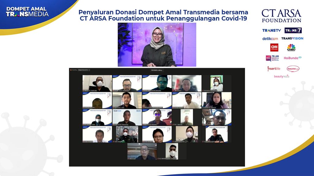 CT ARSA Foundation bersama TRANSMEDIA yang menaungi TRANS TV, TRANS7, Detikcom, CNN Indonesia, CNBC Indonesia, Detik Network dan Transvision kembali menyalurkan donasi dari partisipasi pemirsa dan pembaca TRANSMEDIA untuk tahap kesepuluh.