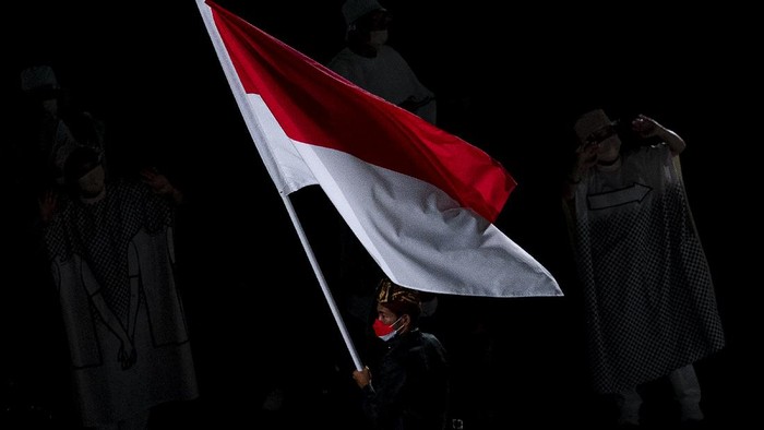 Bendera Merah Putih di Olimpiade Tokyo. (Foto: ANTARA FOTO/SIGID KURNIAWAN) Bendera Merah Putih di Olimpiade Tokyo. (Foto: ANTARA FOTO/SIGID KURNIAWAN)