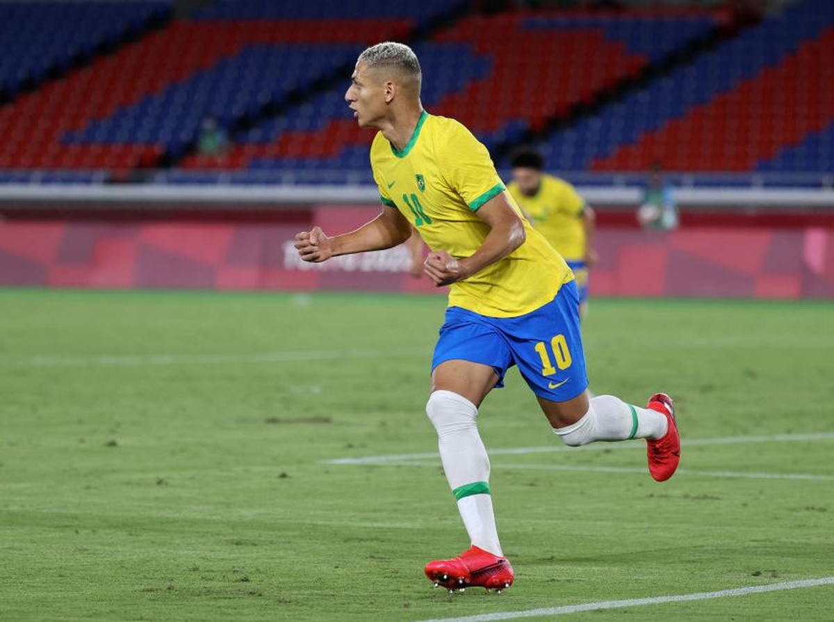 Tuah nomor punggung 10 Brasil untuk Richarlison di Olimpiade Tokyo 2020. ( Foto: Getty Images/Toru Hanai)