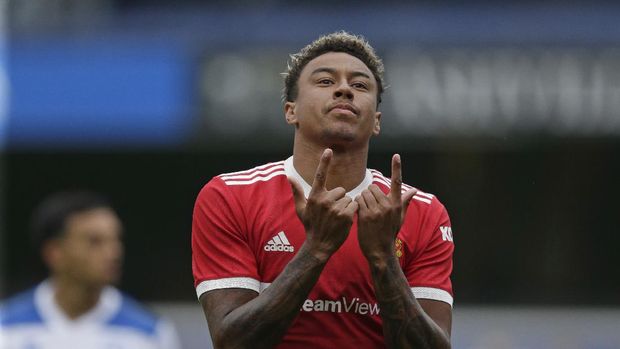 LONDON, ENGLAND - JULY 24: Jesse Lingard of Manchester United celebrates after scoring their first goal during the pre-season friendly match between Queens Park Rangers and Manchester United at The Kiyan Prince Foundation Stadium on July 24, 2021 in London, England. (Photo by Henry Browne/Getty Images)