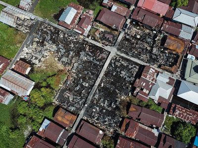 Foto Udara Kebakaran di Pemukiman Padat Palangkaraya
