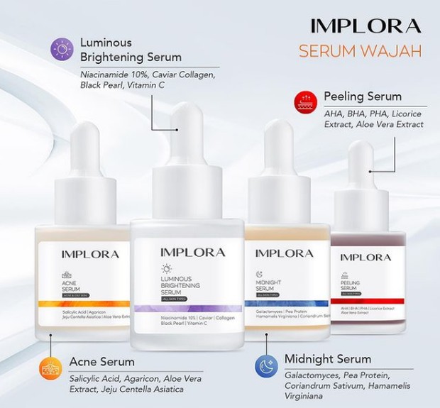 Keempat Jenis Serum Implora (instagram.com/imploracosmetics) Keempat Jenis Serum Implora