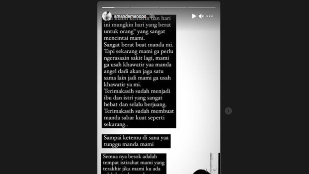 Story Amanda Manopo soal Ibunya meninggal.