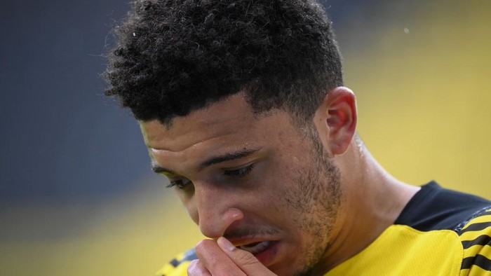 DORTMUND, GERMANY - MAY 22: Jadon Sancho of Dortmund seen during the Bundesliga match between Borussia Dortmund and Bayer 04 Leverkusen at Signal Iduna Park on May 22, 2021 in Dortmund, Germany. (Photo by Matthias Hangst/Getty Images)