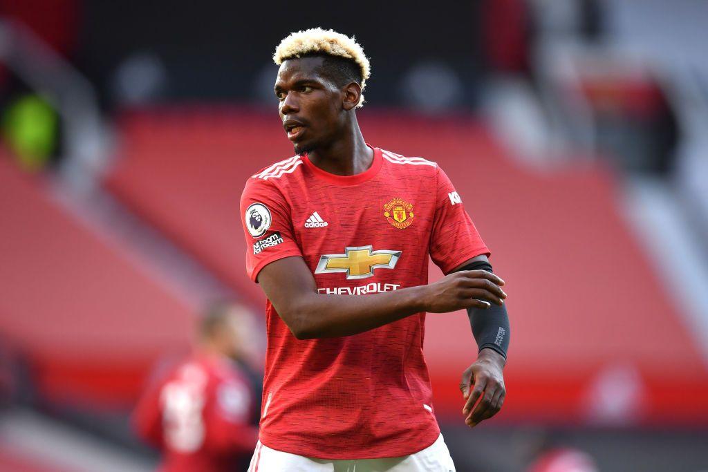 MANCHESTER, ENGLAND - MAY 18: Paul Pogba of Manchester United looks on during the Premier League match between Manchester United and Fulham at Old Trafford on May 18, 2021 in Manchester, England. A limited number of fans will be allowed into Premier League stadiums as Coronavirus restrictions begin to ease in the UK following the COVID-19 pandemic. (Photo by Paul Ellis - Pool/Getty Images)