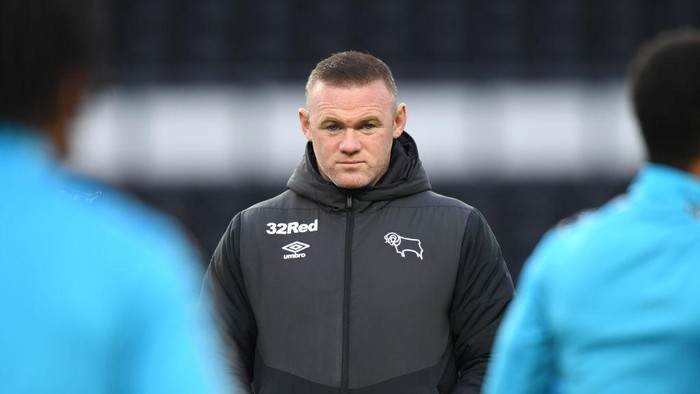 DERBY, ENGLAND - DECEMBER 12: Interim Manager of Derby County Wayne Rooney during the Sky Bet Championship match between Derby County and Stoke City at Pride Park Stadium on December 12, 2020 in Derby, England. (Photo by Tony Marshall/Getty Images)