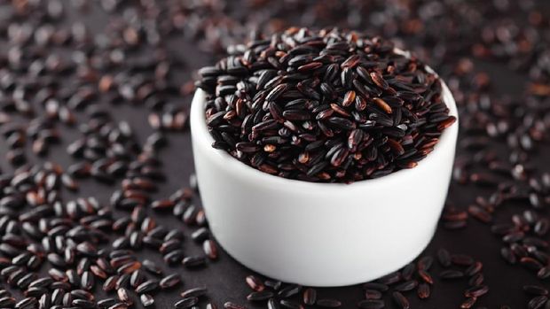 Nerone rice in a bowl. (Organic Black Nerone Rice) - exclusive type of black rice.