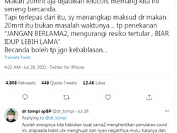 Aturan Makan 20 Menit Dijadikan Lelucon, dr Tompi Beri Komentar