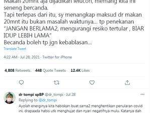 Aturan Makan 20 Menit Dijadikan Lelucon, dr Tompi Beri Komentar Aturan Makan 20 Menit Dijadikan Lelucon, dr Tompi Beri Komentar