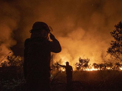 Merah Membara Kobaran Api Bakar Lahan di Ogan Ilir