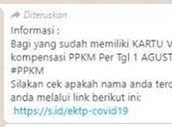 Bantuan PPKM Rp 1 Juta Buat yang Punya Kartu Vaksin, Hoax or Not?
