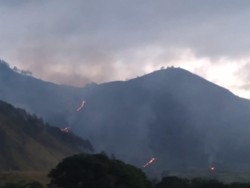 Puluhan Hektare Lahan Bukit di Dekat Danau Toba Terbakar