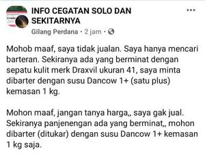 Kisah Viral Ayah Barter Sepatu dengan Sekotak Susu Anak di Solo