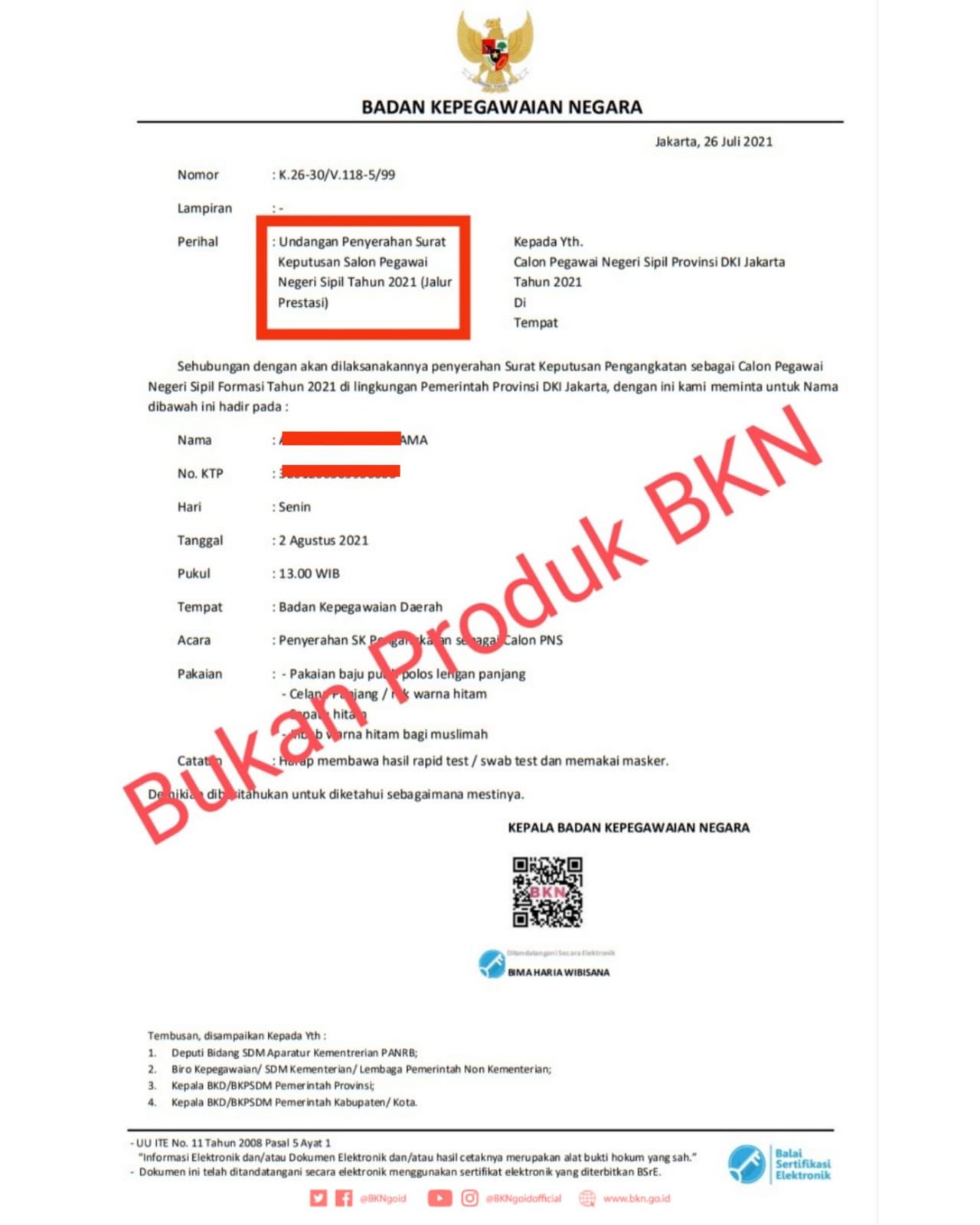 Surat Palsu Pengangkatan CPNS