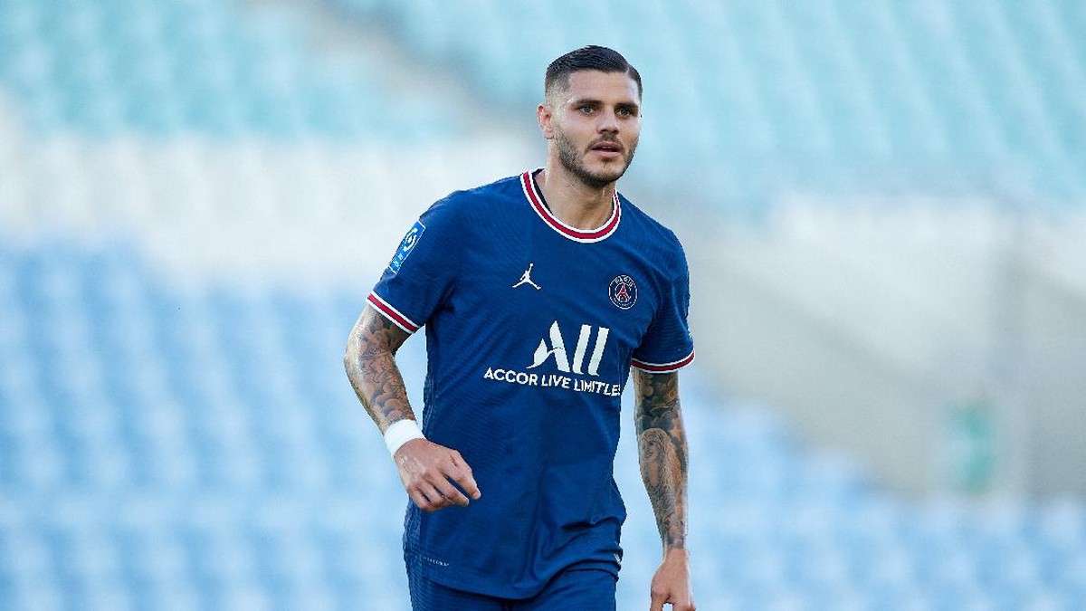 Striker PSG Mauro Icardi menanggapi rumor transfer ke Juventus. (Foto: Getty Images/Fran Santiago)