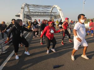 Jadi Lokasi Olahraga, Jembatan Suroboyo Ramai di Akhir Pekan