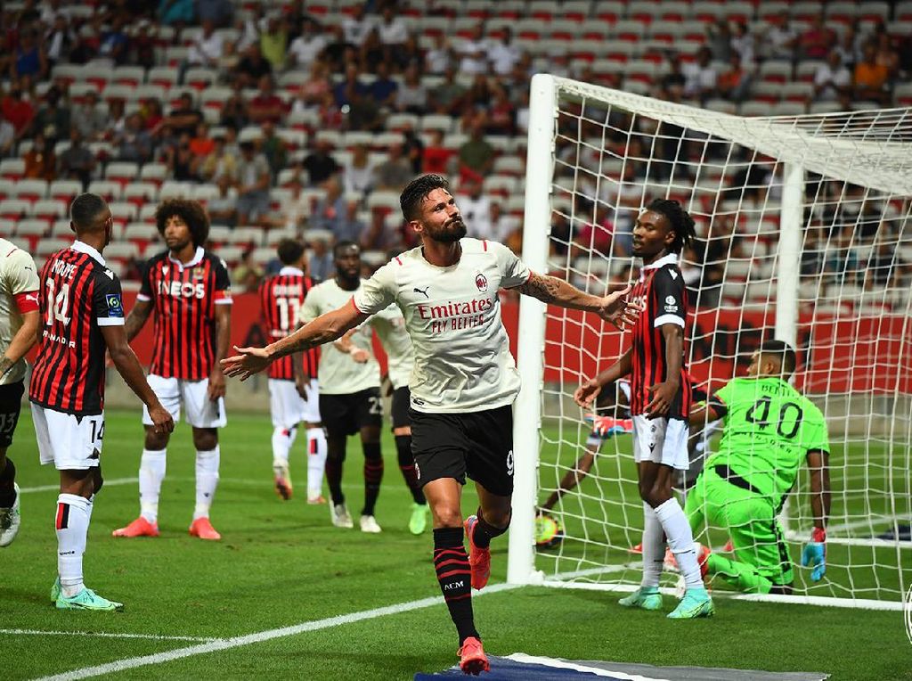 Milan Diimbangi Nice 1-1, Olivier Giroud Cetak Gol Perdana untuk Rossoneri