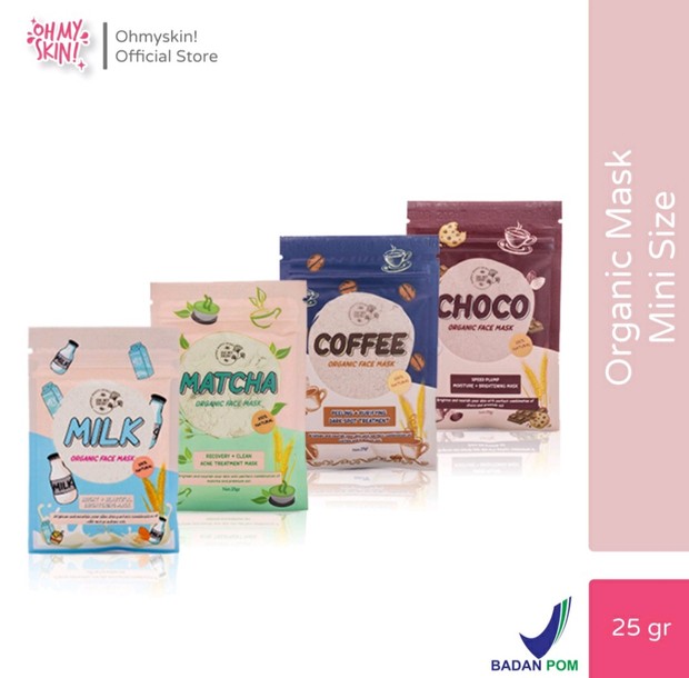 Masker organik bpom oh my skin/ sumber: Shopee.co.id/ ohmyskin.official Masker organik bpom oh my skin