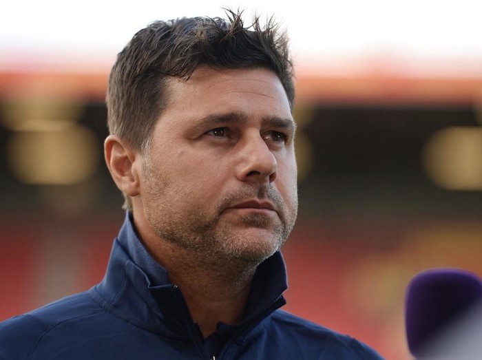 Paris Saint-Germain's head coach Mauricio Pochettino looks on during the friendly football match between Paris Saint-Germain (PSG) and Union Sportive d'Orleans (USO) at the La Source Stadium in Orleans, central France, on July 24, 2021. (Photo by GUILLAUME SOUVANT / AFP)