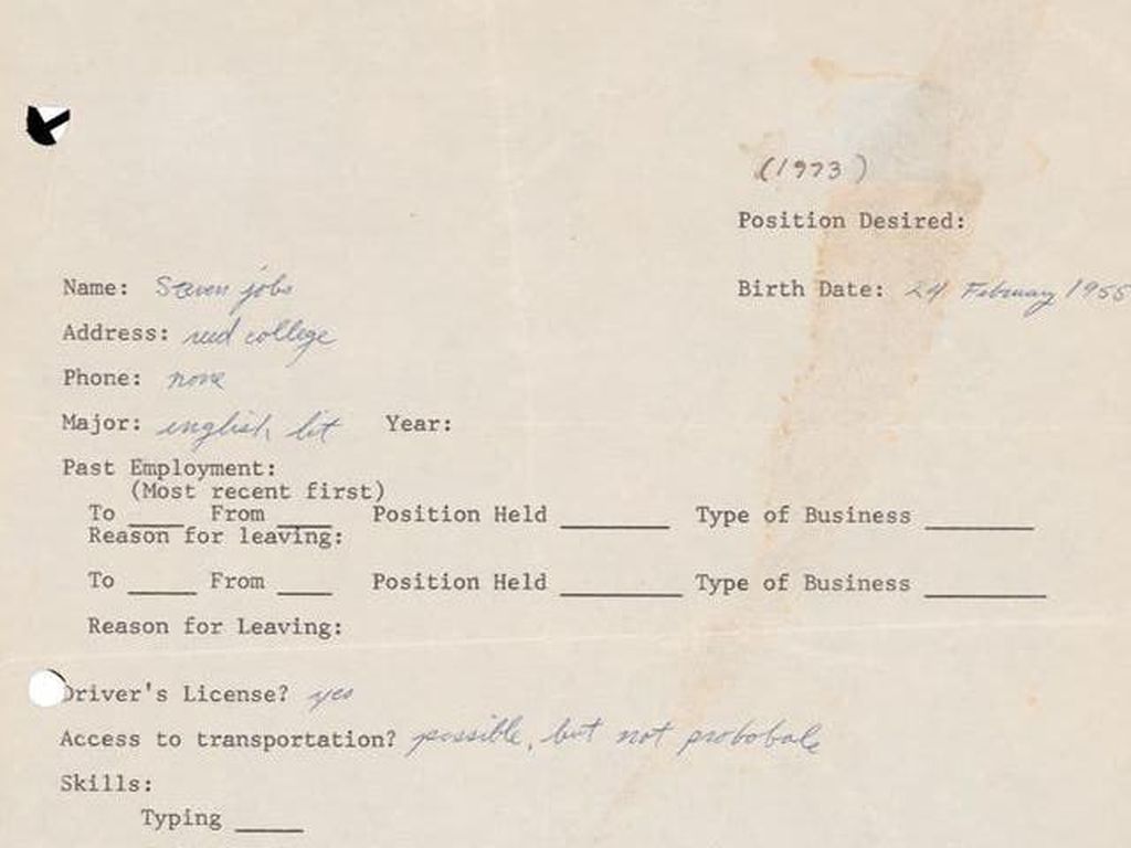 Wujud Surat Lamaran Kerja Steve Jobs yang Laku Hampir Rp 5 Miliar Wujud Surat Lamaran Kerja Steve Jobs yang Laku Hampir Rp 5 Miliar