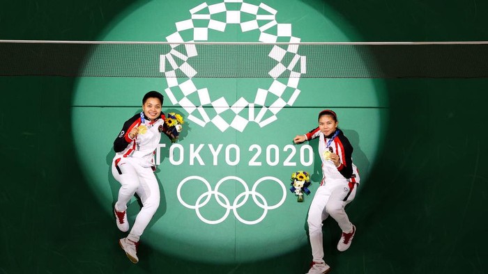 Greysia Polii/Apriyani Rahayu menyumbang emas di Olimpiade Tokyo 2020. (Foto: Getty Images/Richard Heathcote)