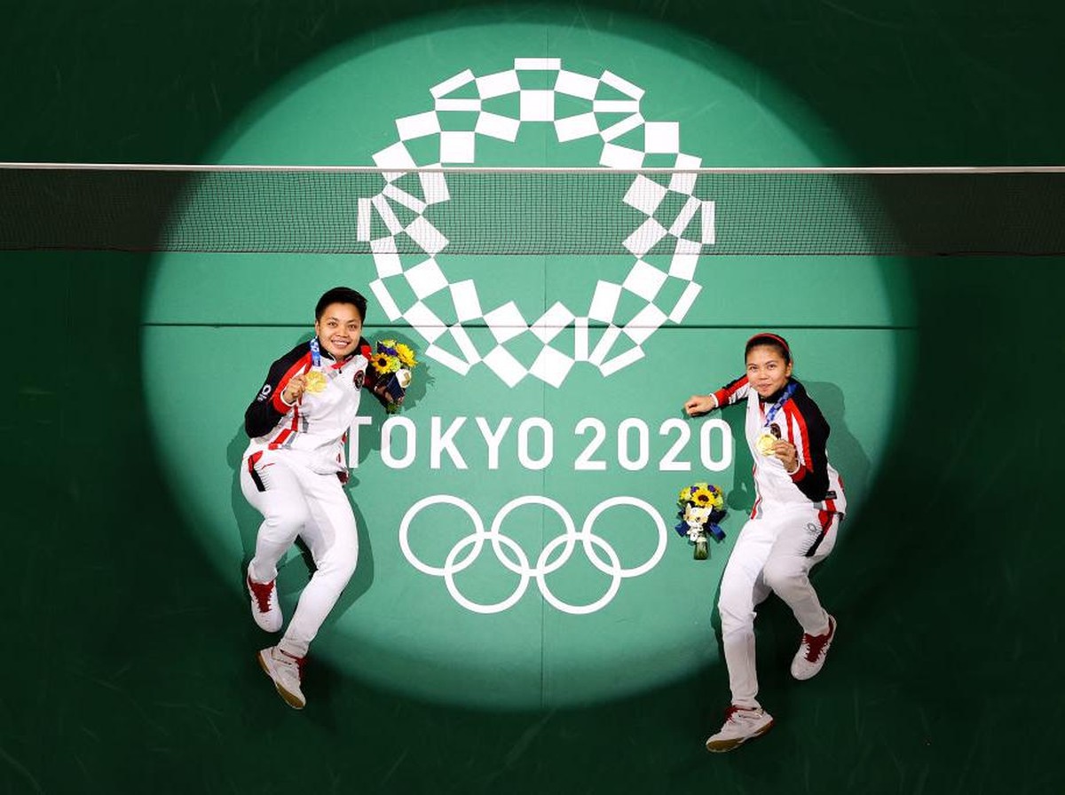 Greysia Polii/Apriyani Rahayu menyumbang emas di Olimpiade Tokyo 2020. (Foto: Getty Images/Richard Heathcote)