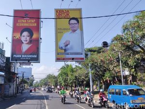 Baliho Puan Maharani dan Airlangga Hartarto Berdampingan di Kota Malang