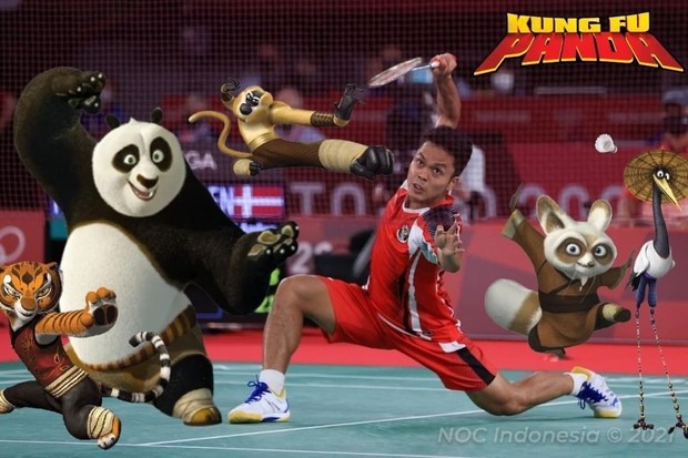 BWF unggah meme ginting seperti sedang kung fu/ Foto: Instagram/ @bwf.official BWF kembali mengunggah foto Ginting yang akan menerima shuttlecock tetapi ber-pose seperti sedang menggerakkan salah satu jurus kung fu