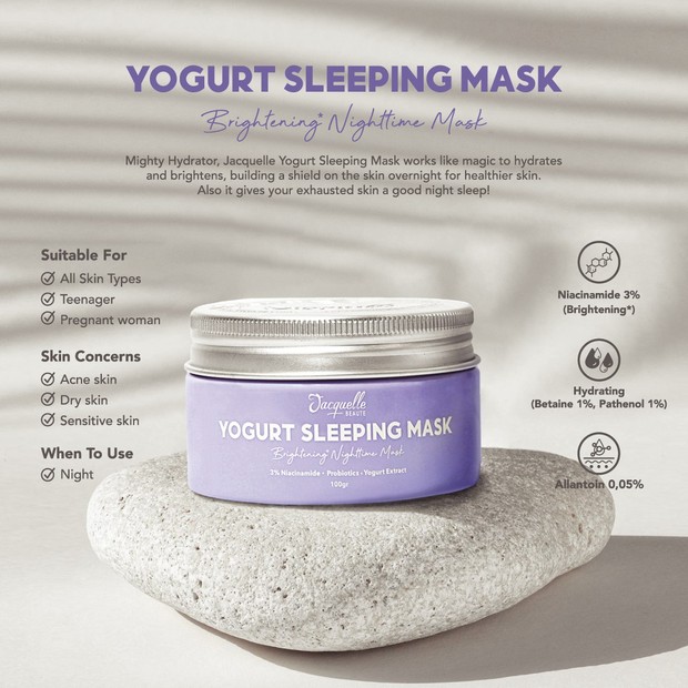 JACQUELLE YOGURT SLEEPING MASK (shopee.co.id) JACQUELLE YOGURT SLEEPING MASK