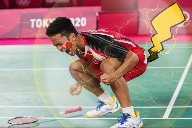 Meme Ginting menjadi pikachu/ Foto: Twitter/ @bwfmedia Bwf mengunggah meme Ginting menjadi Pikachu yang diubah menjadi PikaTing