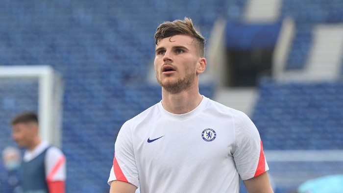 PORTO, PORTUGAL - MAY 28: Timo Werner of Chelsea looks on during the Chelsea FC Training Session ahead of the UEFA Champions League Final between Manchester City FC and Chelsea FC at Estadio do Dragao on May 28, 2021 in Porto, Portugal. (Photo by David Ramos/Getty Images)