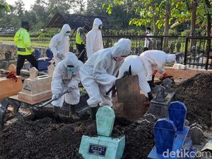 Tim Pemakaman COVID-19 di Ponorogo Keluhkan Hazmat Mudah Sobek Tim Pemakaman COVID-19 di Ponorogo Keluhkan Hazmat Mudah Sobek