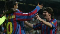 Lionel Messi mulai diperhitungkan sebagai bintang masa depan Barcelona. Apalagi, saat itu Messi juga memiliki Ronaldinho sebagai mentornya di Barcelona. Denis Doyle/Getty Images  