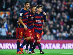 Musim-musim berikutnya dijalani Messi dengan sangat gemilang. trisula maut Messi, Suarez, Neymar juga sempat diperhitungkan sebagai salah satu yang terbaik di dunia. David Ramos/Getty Images  