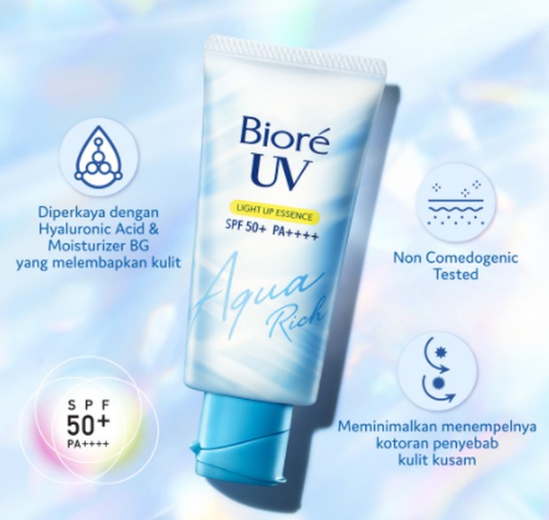 Biore UV Face Sunscreen Aqua Rich Light Up Essence SPF 50+ PA++++ / foto: shopee.co.id/kaoofficial