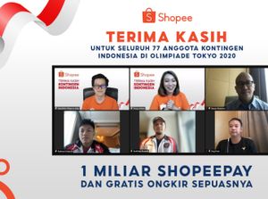 Shopee Beri Rp 1 Miliar untuk Atlet-Tukang Urut Kontingen Olimpiade RI