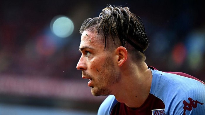 BIRMINGHAM, ENGLAND - MAY 23: Jack Grealish of Aston Villa looks on during the Premier League match between Aston Villa and Chelsea at Villa Park on May 23, 2021 in Birmingham, England. A limited number of fans will be allowed into Premier League stadiums as Coronavirus restrictions begin to ease in the UK following the COVID-19 pandemic. (Photo by Clive Mason/Getty Images)