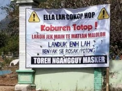 Kuburan Ditutup, Cara Unik Warga Probolinggo Kampanye Prokes Saat Pandemi