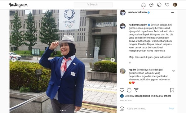 Qomarul Lailiah atau Lia, guru bahasa Inggris asal Surabaya yang menjadi Wasit Olimpiade 2020 Tokyo cabor bulu tangkis