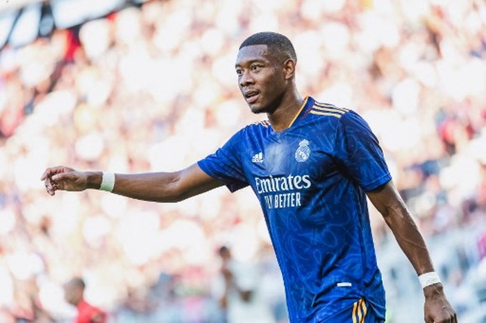 FBL-AUT-REAL MADRID-MILAN-FRIENDLY Real Madrid's Austrian defender David Alaba is seen during the international friendly football match between Real Madrid and AC Milan at the Worthersee-Stadion in Klagenfurt, Austria, on August 8, 2021. (Photo by Dominik ANGERER / various sources / AFP) / Austria OUT
