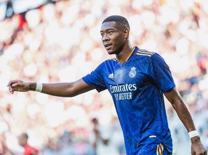 Real Madrid's Austrian defender David Alaba is seen during the international friendly football match between Real Madrid and AC Milan at the Worthersee-Stadion in Klagenfurt, Austria, on August 8, 2021. (Photo by Dominik ANGERER / various sources / AFP) / Austria OUT
