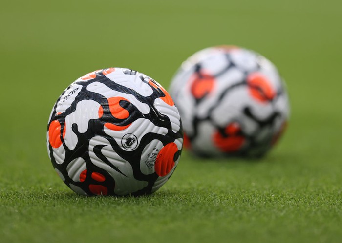 LONDON, ENGLAND - AUGUST 04: The Premier League Nike AerowSculpt strike ball ahead of the Pre Season Friendly match between Chelsea and Tottenham Hotspur at Stamford Bridge on August 04, 2021 in London, England. (Photo by Catherine Ivill/Getty Images)